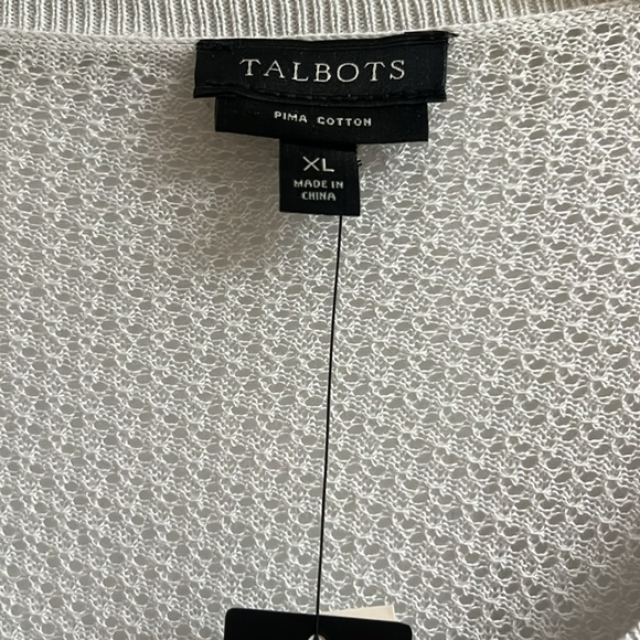NWT Talbots open stitch light gray button down cardigan size XL NWT Pima cotton - Picture 4 of 6